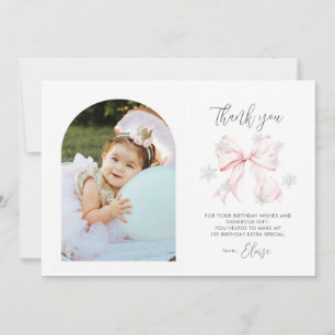 Winter Onederland 1st Birthday Flat Thank You Card