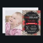 Winter Onederland 1st Birthday Invitation<br><div class="desc">Winter Onederland Boy or Girl 1st Birthday Invitation with custom photo. Red and White Snowflake. First Birthday. Boy or Girl 1st Bday Invite. Rustic Wood Chalkboard Background. Black and White. Red Ribbon. For further customisation,  please click the "Customise it" button and use our design tool to modify this template.</div>