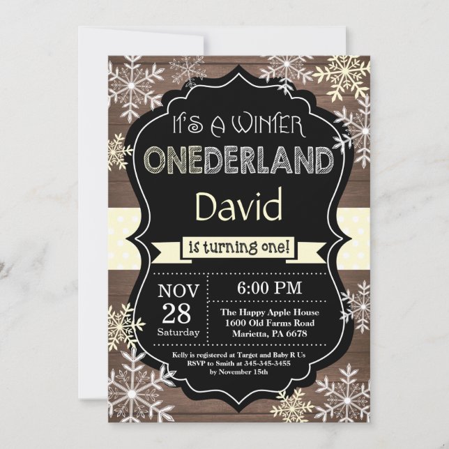 Winter Onederland 1st Birthday Invitation (Front)