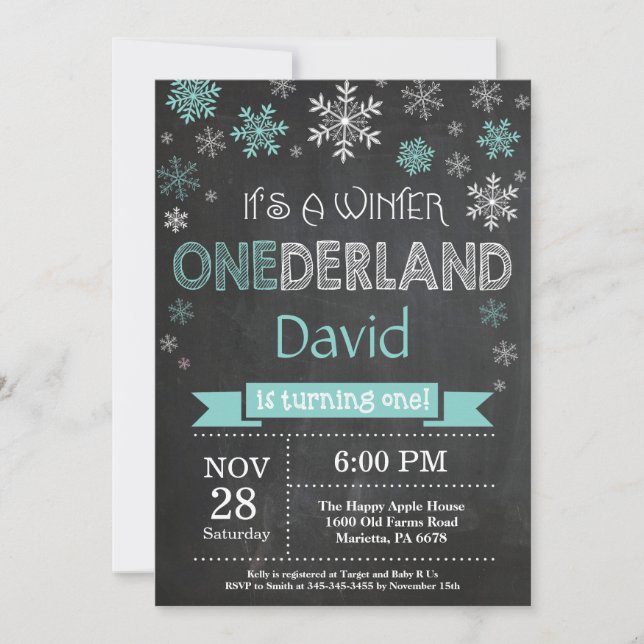 Winter Onederland 1st Birthday Invitation (Front)
