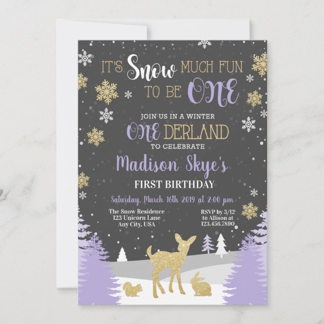 Winter Onederland 1st Birthday Invitation (Front)