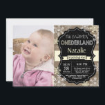 Winter Onederland 1st Birthday Invitation<br><div class="desc">Winter Onederland Boy or Girl 1st Birthday Invitation with custom photo. Yellow and White Snowflake. First Birthday. Boy or Girl 1st Bday Invite. Rustic Wood Chalkboard Background. Black and White. Yellow Ribbon. For further customisation,  please click the "Customise it" button and use our design tool to modify this template.</div>
