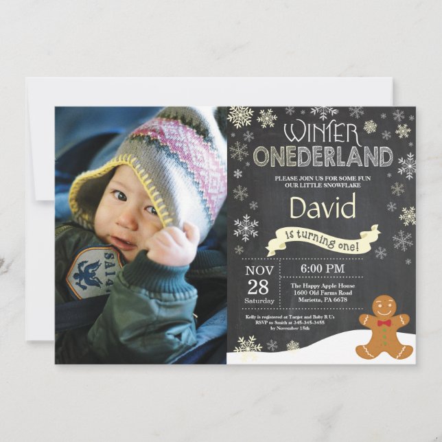 Winter Onederland 1st Birthday Invitation (Front)