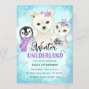 Winter Onederland 1st Birthday Invitation
