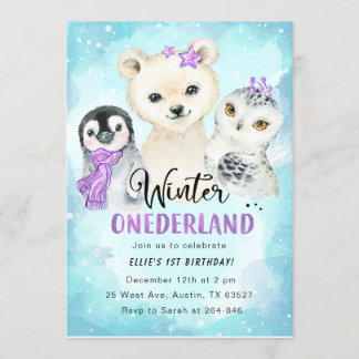 Winter Onederland 1st Birthday Invitation