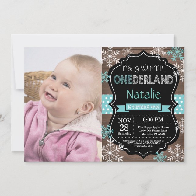Winter Onederland 1st Birthday Invitation (Front)