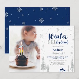 Winter Onederland 1st Birthday Invitation - Boy