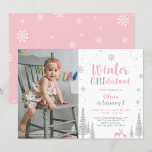 Winter Onederland 1st Birthday Invitation - Girl
