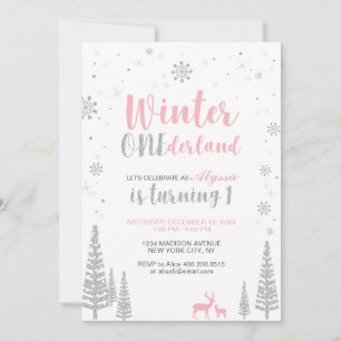 Winter Onederland 1st Birthday Invitation - Girl