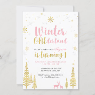 Winter Onederland 1st Birthday Invitation - Girl