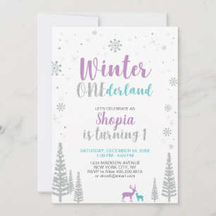 Winter Onederland 1st Birthday Invitation - Girl