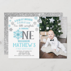 Winter Onederland 1st Birthday Invitation Photo