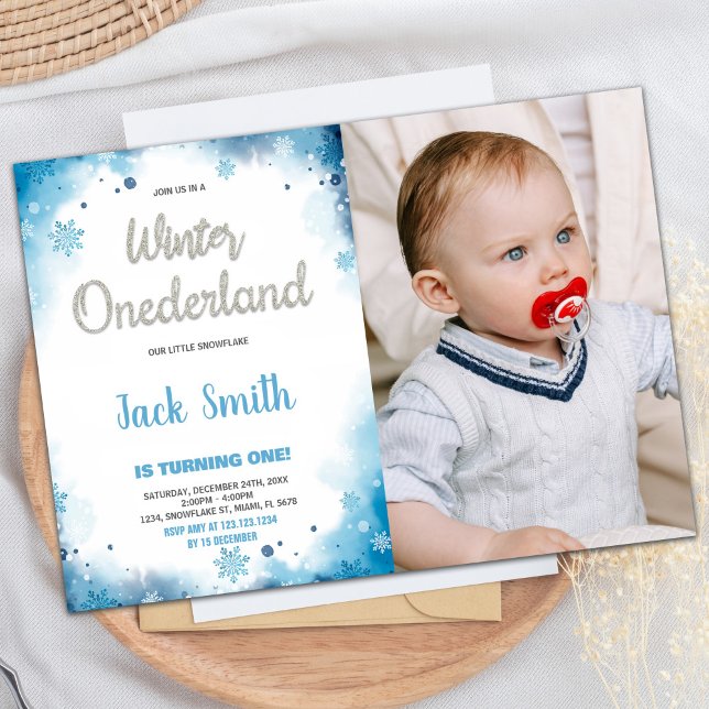 winter onederland 1st birthday invitations w Photo (winter onederland 1st birthday invitations w Photo)