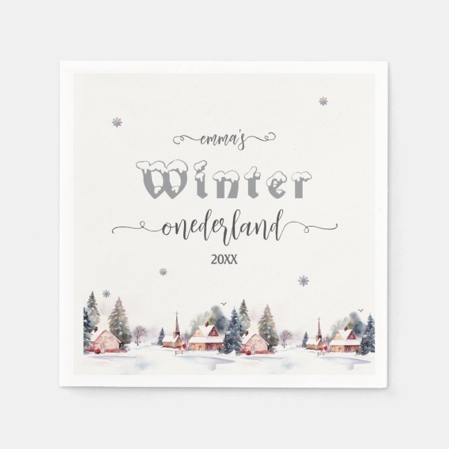 Winter onederland 1st birthday napkin (Front)