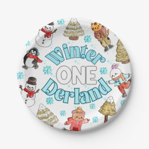 Winter onederland 1st birthday paper plate
