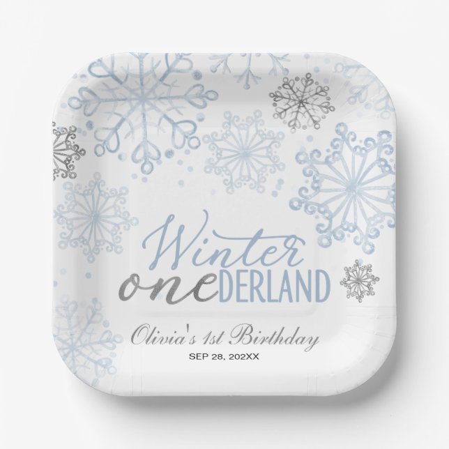 Winter Onederland 1st Birthday  Paper Plate (Front)