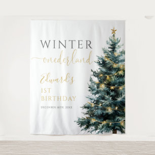 Winter Onederland 1st Birthday Party  Backdrop Tapestry