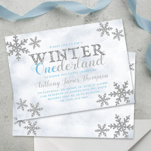 Winter ONEderland 1st Birthday Party Invitation