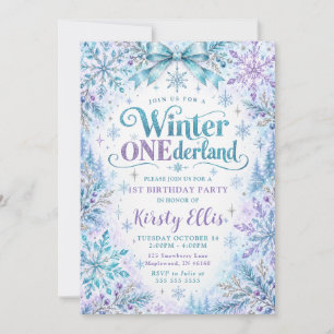 Winter ONEderland 1st Birthday Party Invitation