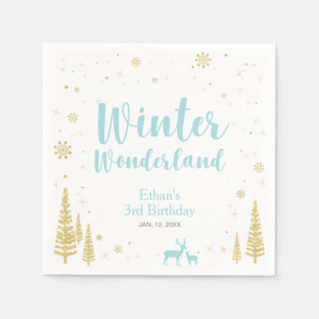 Winter Onederland 1st Birthday Party Paper Napkin (Front)