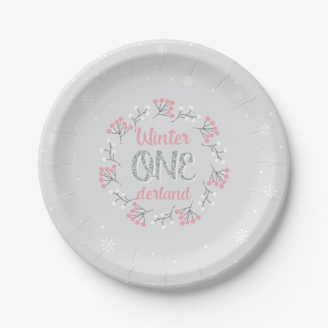 Winter Onederland 1st Birthday Party Paper Plates (Front)