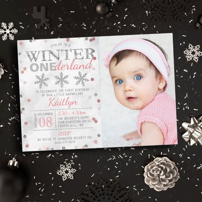 Winter ONEderland 1st Birthday Photo Invitation (Creator Uploaded)