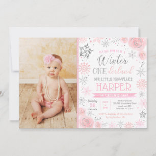 Winter ONEderland 1st Birthday Photo Invitations