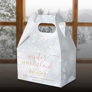 Winter Onederland 1st Birthday Pink And Gold Favour Box