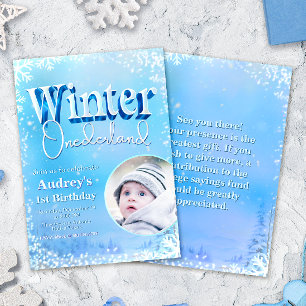 Winter Onederland - 1st Birthday with Photo Invitation