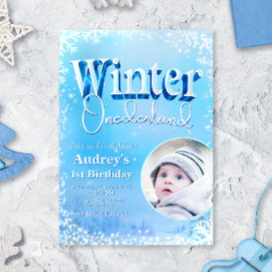 Winter Onederland - 1st Birthday with Photo  Invitation