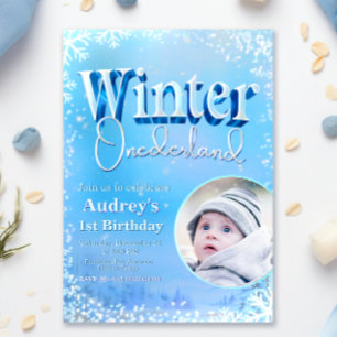 Winter Onederland - 1st Birthday with Photo Invitation