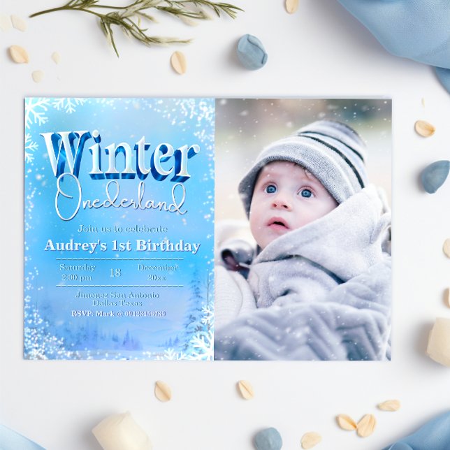 Winter Onederland - 1st Birthday with Photo Invitation (Creator Uploaded)