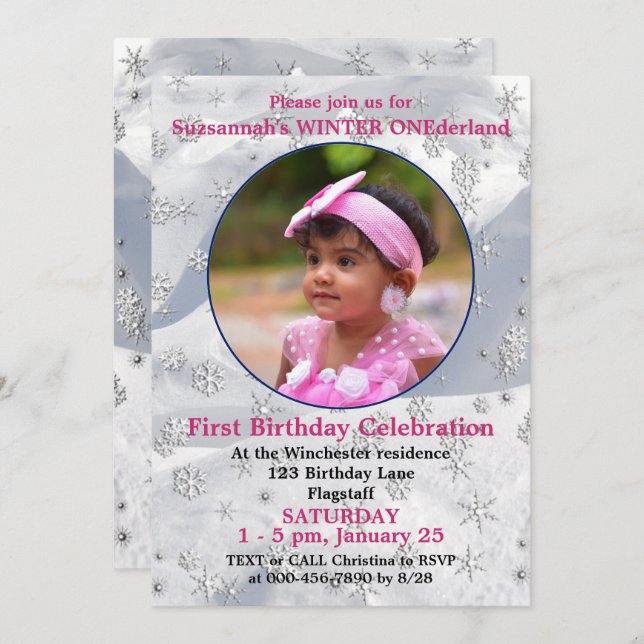 Winter ONEderland 1stt Birthday Snowflake Template (Front/Back)