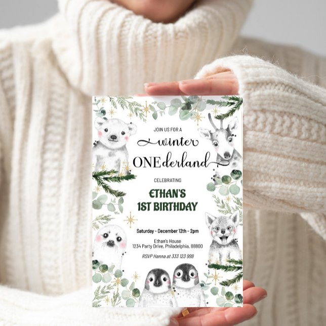 Winter Onederland Animals 1st Birthday Invitation (Creator Uploaded)