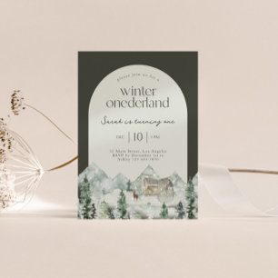 Winter ONEderland Arch First Birthday Party Invitation
