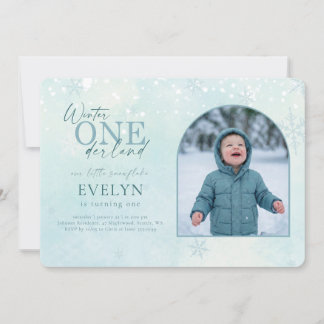 Winter ONEderland Arch Photo First Birthday Invitation