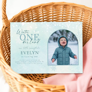 Winter ONEderland Arch Photo First Birthday Invitation