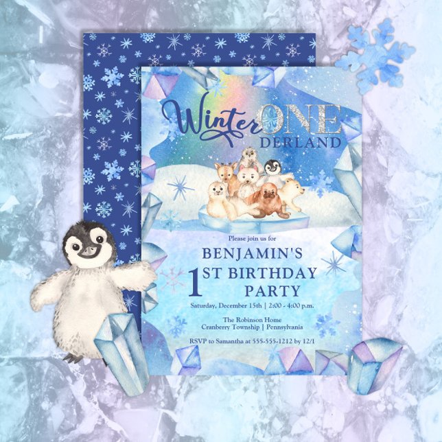 Winter ONEderland Arctic Animal 1st Birthday Party Invitation (Creator Uploaded)