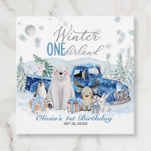 Winter Onederland Arctic Animal Boy 1st Birthday Favour Tags