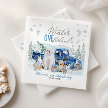 Winter Onederland Arctic Animal Boy 1st Birthday
