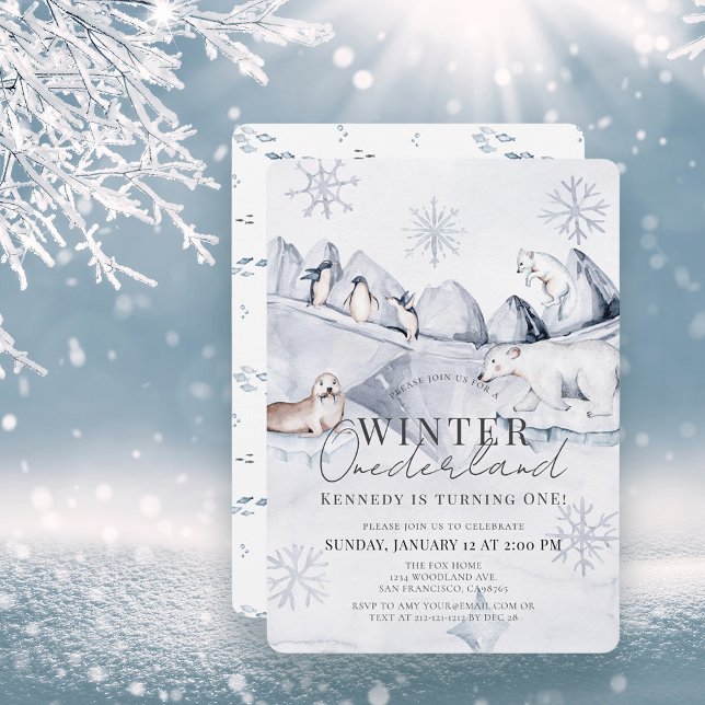 Winter Onederland Arctic Animals 1st Birthday Invitation (Creator Uploaded)