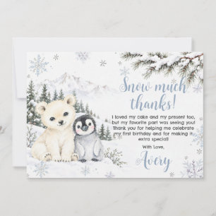 Winter Onederland Arctic Animals Snow 1st Birthday Thank You Card