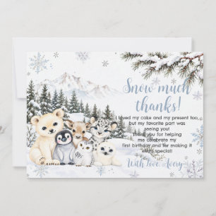 Winter Onederland Arctic Animals Snow 1st Birthday Thank You Card