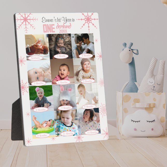 Winter onederland Baby's 1st Year Photo Collage Plaque (Creator Uploaded)