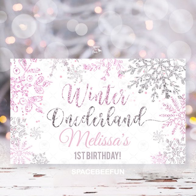 Winter Onederland Birthday  Banner (Winter ONEderland birthday banner, snowflake birthday banner, winter wonderland party banner, frosty)