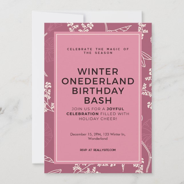 Winter ONEderland Birthday Bash custom Invitation (Front)