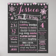 Winter Onederland Birthday Chalkboard - Girl