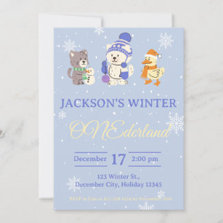 Winter ONEderland Birthday Invitation