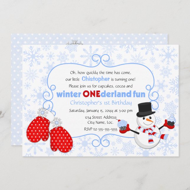 Winter ONEderland Birthday Invitation (Front/Back)