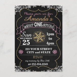 Winter Onederland birthday invitation